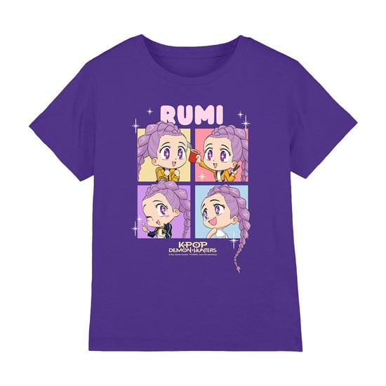 K-Pop Demon Hunters Childrens/Kids Huntrix Rumi Chibi Group T-Shirt (Purple) - Image 1