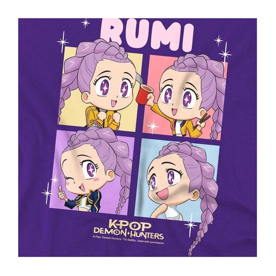 K-Pop Demon Hunters Childrens/Kids Huntrix Rumi Chibi Group T-Shirt (Purple) - Image 3