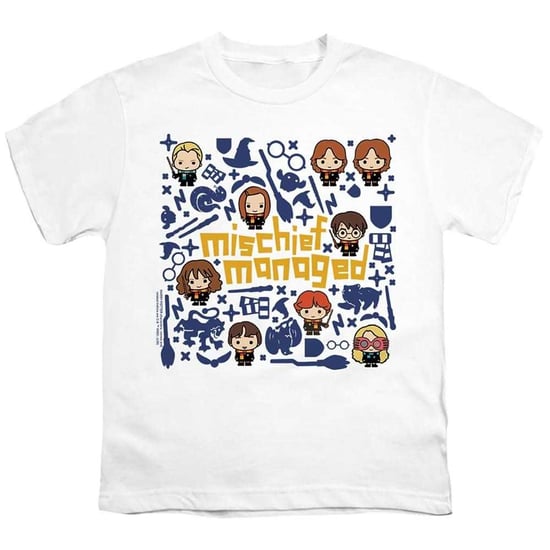 Harry Potter T-shirt voor kinderen met de tekst ‘Mischief Managed’ in chibi-stijl (Wit) - Image 1