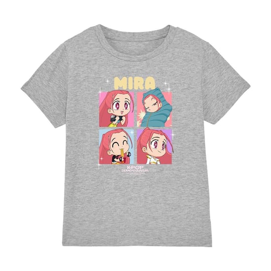 K-Pop Demon Hunters Childrens/Kids Huntrix Mira Chibi Group T-Shirt (Heather Grey) - Image 2