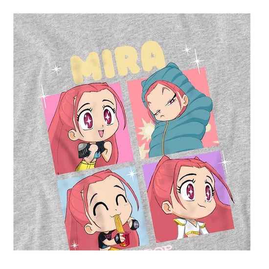 K-Pop Demon Hunters Childrens/Kids Huntrix Mira Chibi Group T-Shirt (Heather Grey) - Image 4
