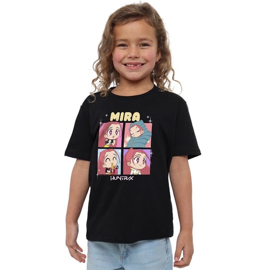 K-Pop Demon Hunters Childrens/Kids Huntrix Mira Chibi Group T-Shirt (Black) - Image 1
