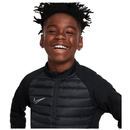 Nike Childrens/Kids Swoosh Raglan Long-Sleeved Drill Top (Black/Reflective) - Image 3