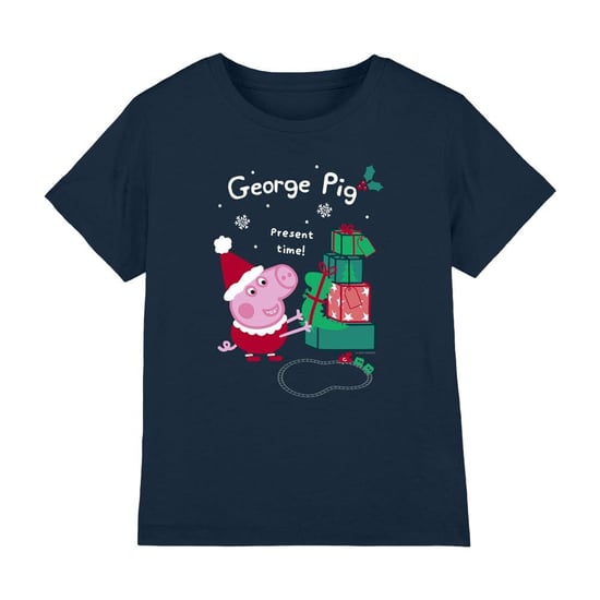 Peppa Pig Kinderen/Kinderen George Pig Present Kerst-T-shirt (Marine) - Image 1