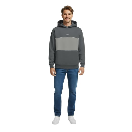 Slazenger Hoodie met trekkoord en kleurblokken voor heren (Leisteen) - Image 1