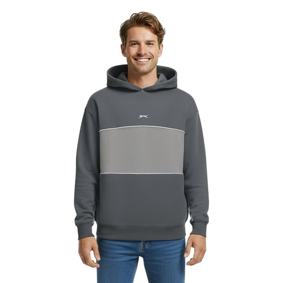 Slazenger Hoodie met trekkoord en kleurblokken voor heren (Leisteen) - Image 4