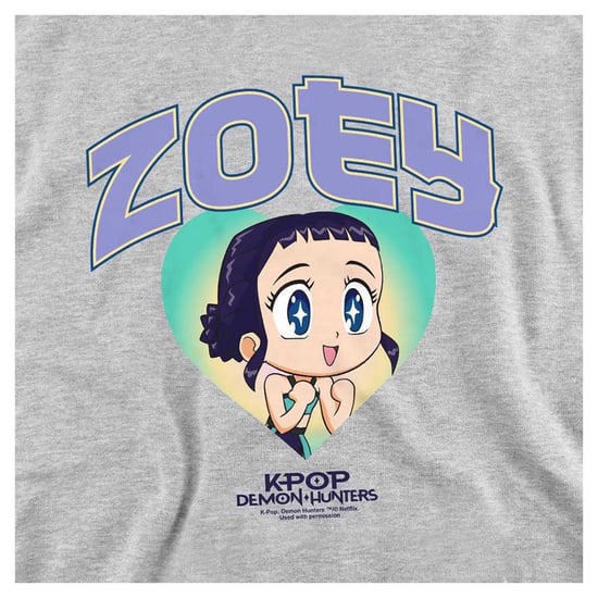 K-Pop Demon Hunters Childrens/Kids Zoey Collegic Pullover Hoodie (Heather Grey) - Image 4