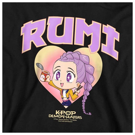 K-Pop Demon Hunters Childrens/Kids Huntrix Rumi Collegic Pullover Hoodie (Black) - Image 3