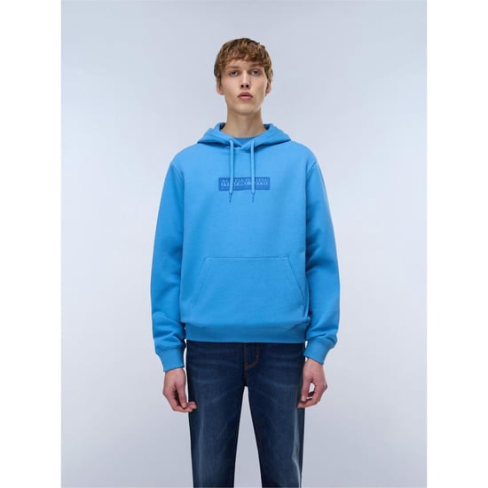 Napapijri Heren-hoodie van katoen met boxlogo en losse pasvorm (Blauw) - Image 3