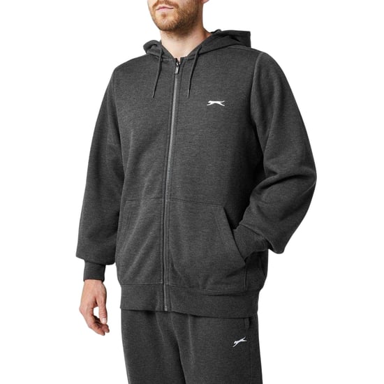 Slazenger Heren Polycotton Full Zip Hoodie (Houtskool mergel) - Image 3