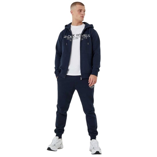 Jack Wills Mens Pinebrook Graphic Full Zip Hoodie (Navy) - Image 1
