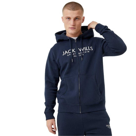 Jack Wills Mens Pinebrook Graphic Full Zip Hoodie (Navy) - Image 2