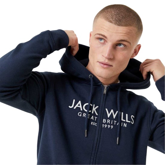 Jack Wills Mens Pinebrook Graphic Full Zip Hoodie (Navy) - Image 4