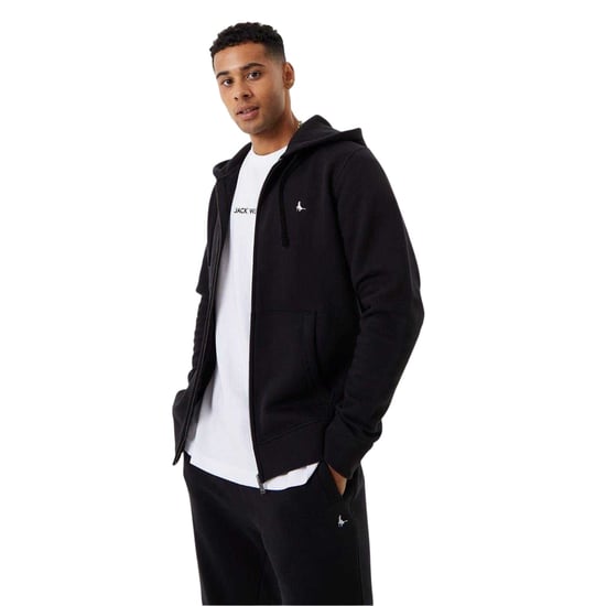 Jack Wills Mens Pinebrook Graphic Full Zip Hoodie (Black) - Image 2