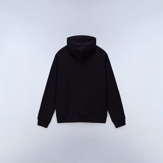 Napapijri Heren-hoodie van katoen met boxlogo en losse pasvorm (Zwart/Grijs) - Image 2