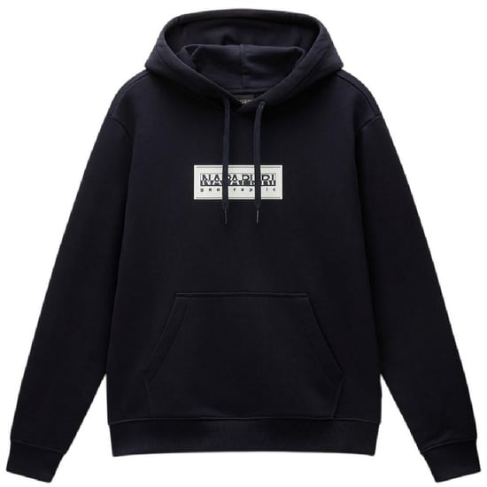 Napapijri Heren-hoodie van katoen met boxlogo en losse pasvorm (Zwart) - Image 1