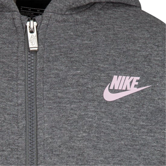 Nike Childrens/Kids Embroidered Logo Cotton Full Zip Hoodie (Carbon Heather) - Image 5