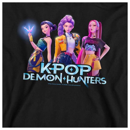 K-Pop Demon Hunters Childrens/Kids Huntrix Group Pullover Hoodie (Black) - Image 4
