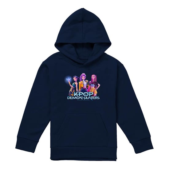 K-Pop Demon Hunters Childrens/Kids Huntrix Group Pullover Hoodie (Navy) - Image 1