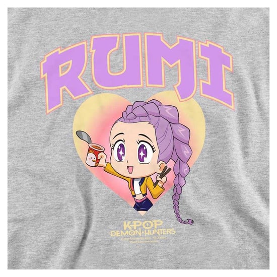 K-Pop Demon Hunters Childrens/Kids Huntrix Rumi Collegic Pullover Hoodie (Heather Grey) - Image 3