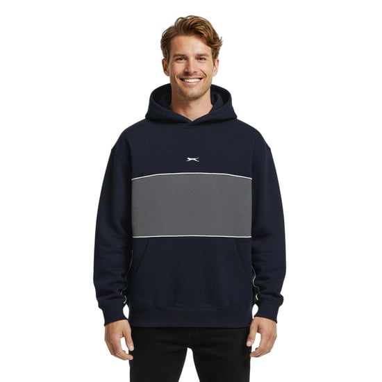 Slazenger Hoodie met trekkoord en kleurblokken voor heren (Marine) - Image 4