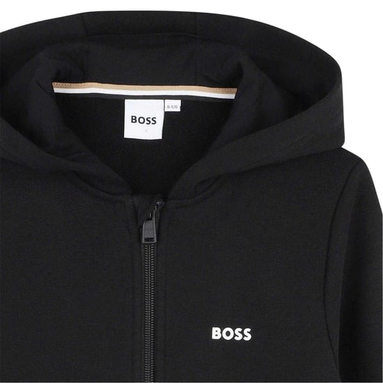 Boss Childrens/Kids Logo Full Zip Hoodie (Black) - Image 3