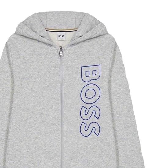 Boss Childrens/Kids Logo Regular Hooded Jacket (Grey) - Image 3