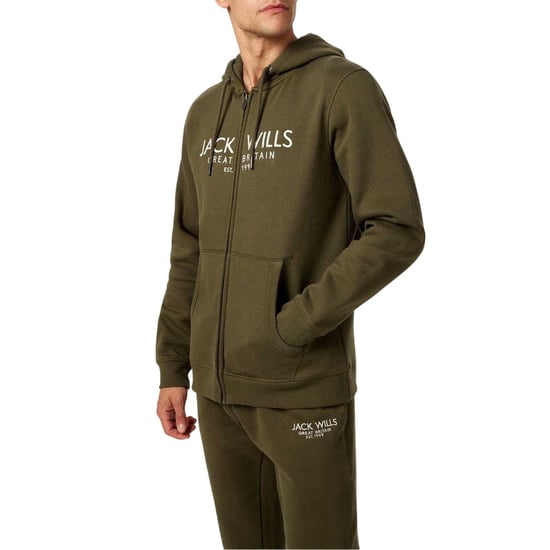 Jack Wills Mens Pinebrook Graphic Full Zip Hoodie (Leaf) - Image 1