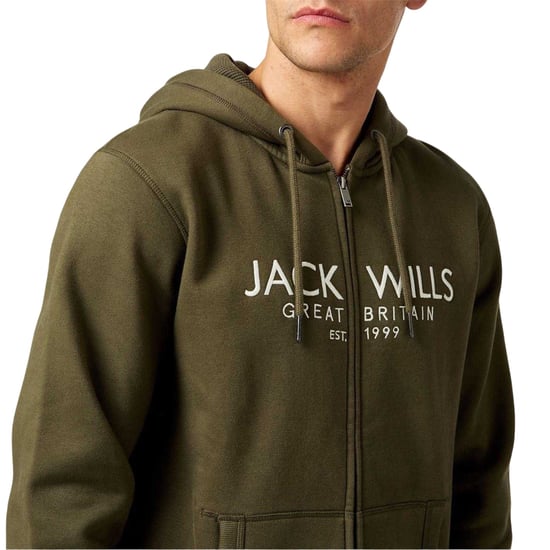 Jack Wills Mens Pinebrook Graphic Full Zip Hoodie (Leaf) - Image 4