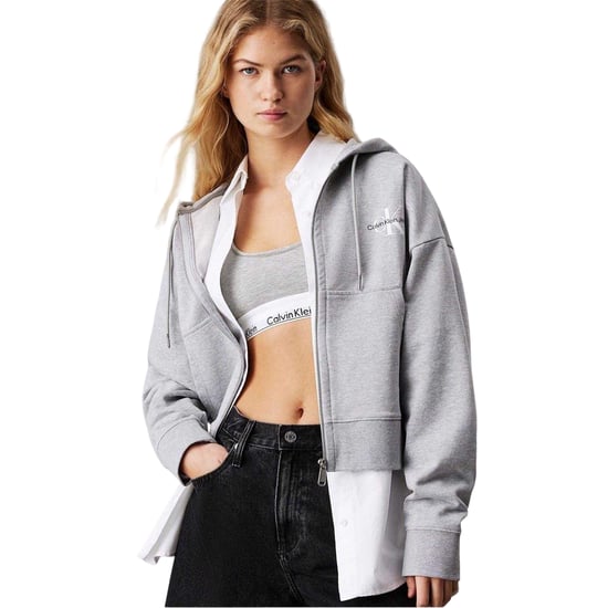 Calvin Klein Womens/Ladies Full Zip Hoodie (Heather Grey) - Image 2