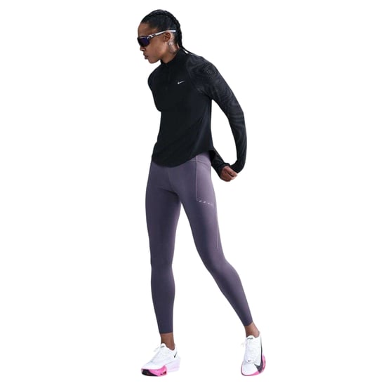 Nike Dames-T-shirt met raglanmouwen en lange mouwen (Zwart/Zilver) - Image 1