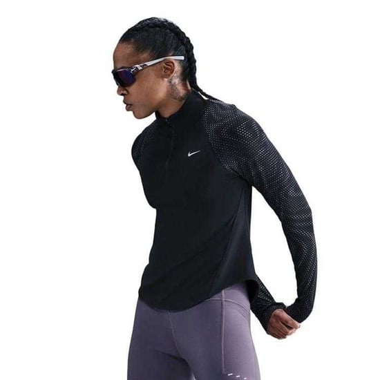 Nike Dames-T-shirt met raglanmouwen en lange mouwen (Zwart/Zilver) - Image 2