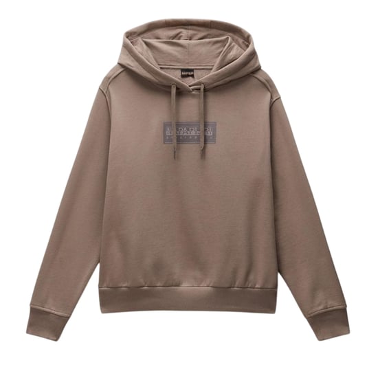 Napapijri Womens/Ladies Box Logo Cotton Blend Hoodie (Rock) - Image 1