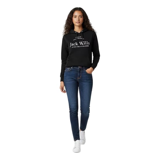 Jack Wills Womens/Ladies Graphic Logo Hoodie (Black) - Image 1