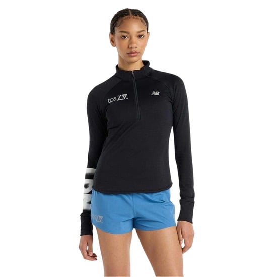 New Balance Sportief hardloopshirt met opschrift voor dames (Zwart) - Image 1