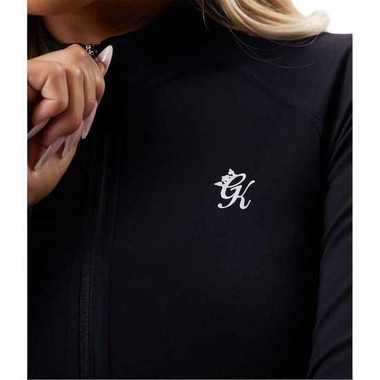 Gym King Womens/Ladies Heathered Full Zip Raglan Jacket (Black) - Image 4