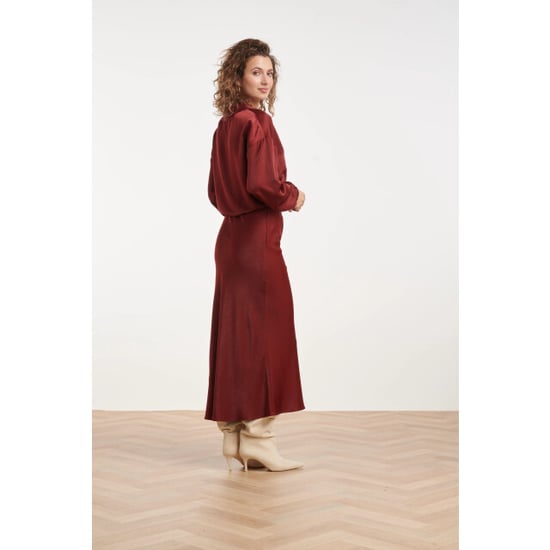 Smashed Lemon Satijnen blouse met kraag en knoopsluiting | - Image 3