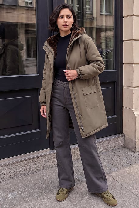 Animal Faux Fur Parka Coat - Image 2