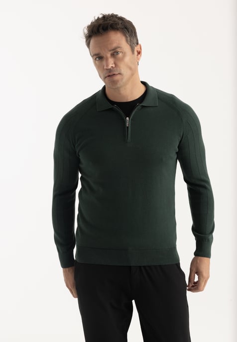 Pullover Polo Collar Zip Up Pullover - Image 1