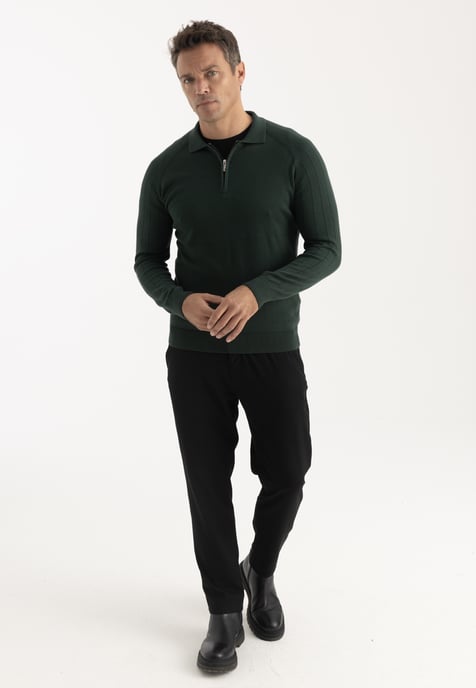 Pullover Polo Collar Zip Up Pullover - Image 2