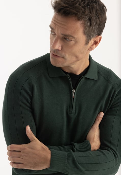 Pullover Polo Collar Zip Up Pullover - Image 3