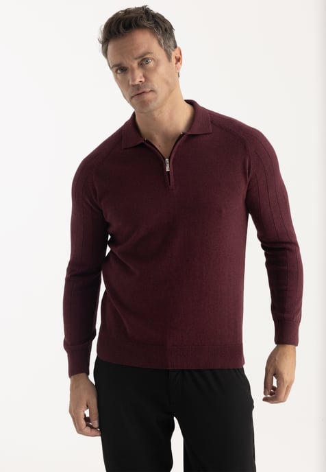 Pullover Polo Collar Zip Up Pullover - Image 1