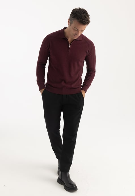 Pullover Polo Collar Zip Up Pullover - Image 2
