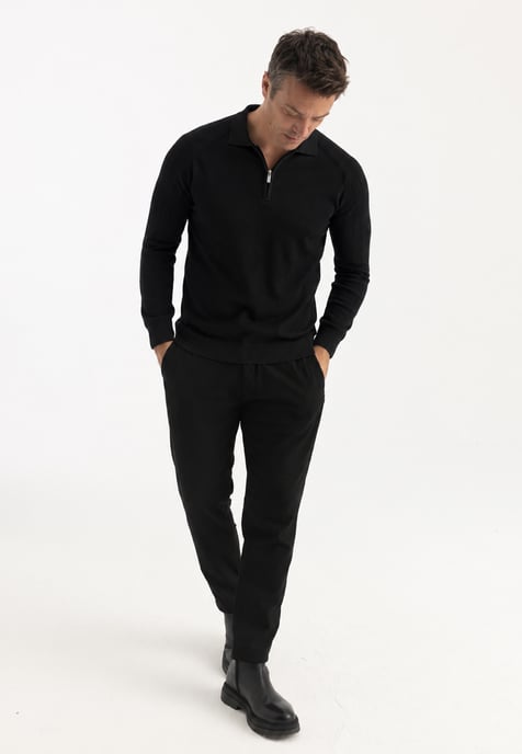 Pullover Polo Collar Zip Up Pullover - Image 2