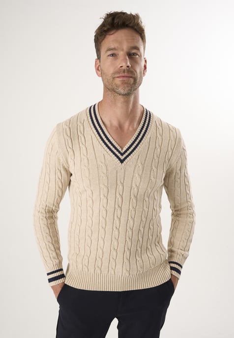 Pullover V-Neck Cable Knit Pullover - Image 1