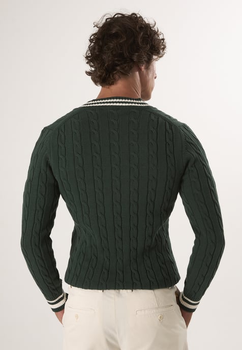 Pullover V-Neck Cable Knit Pullover - Image 4