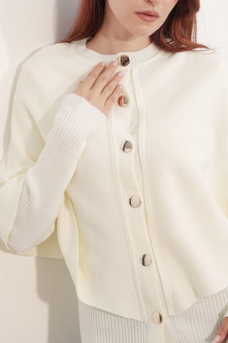Ribbed Textured Long Sleeve Button-Up Cardigan - Image 5