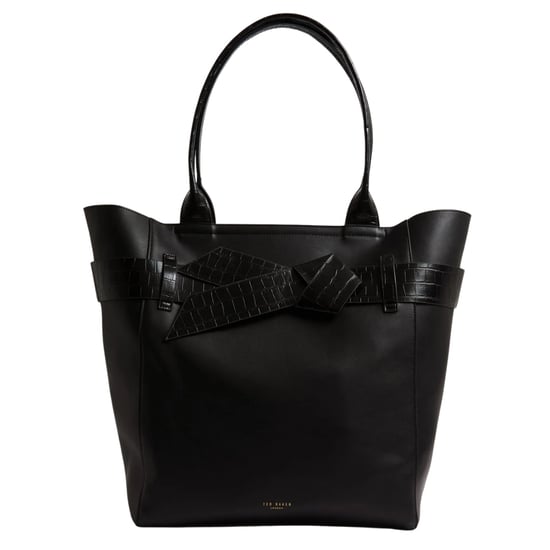 Ted Baker Croc Effect Knot Bow Black Tote Bag - Image 1