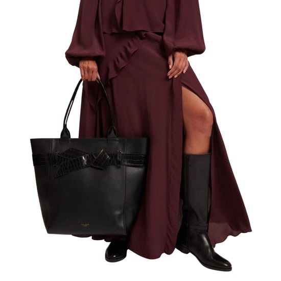 Ted Baker Croc Effect Knot Bow Black Tote Bag - Image 6