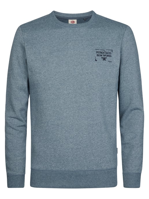 Petrol Industries - Heren Gemêleerde trui met ronde hals steelmont - Blauw - Image 1